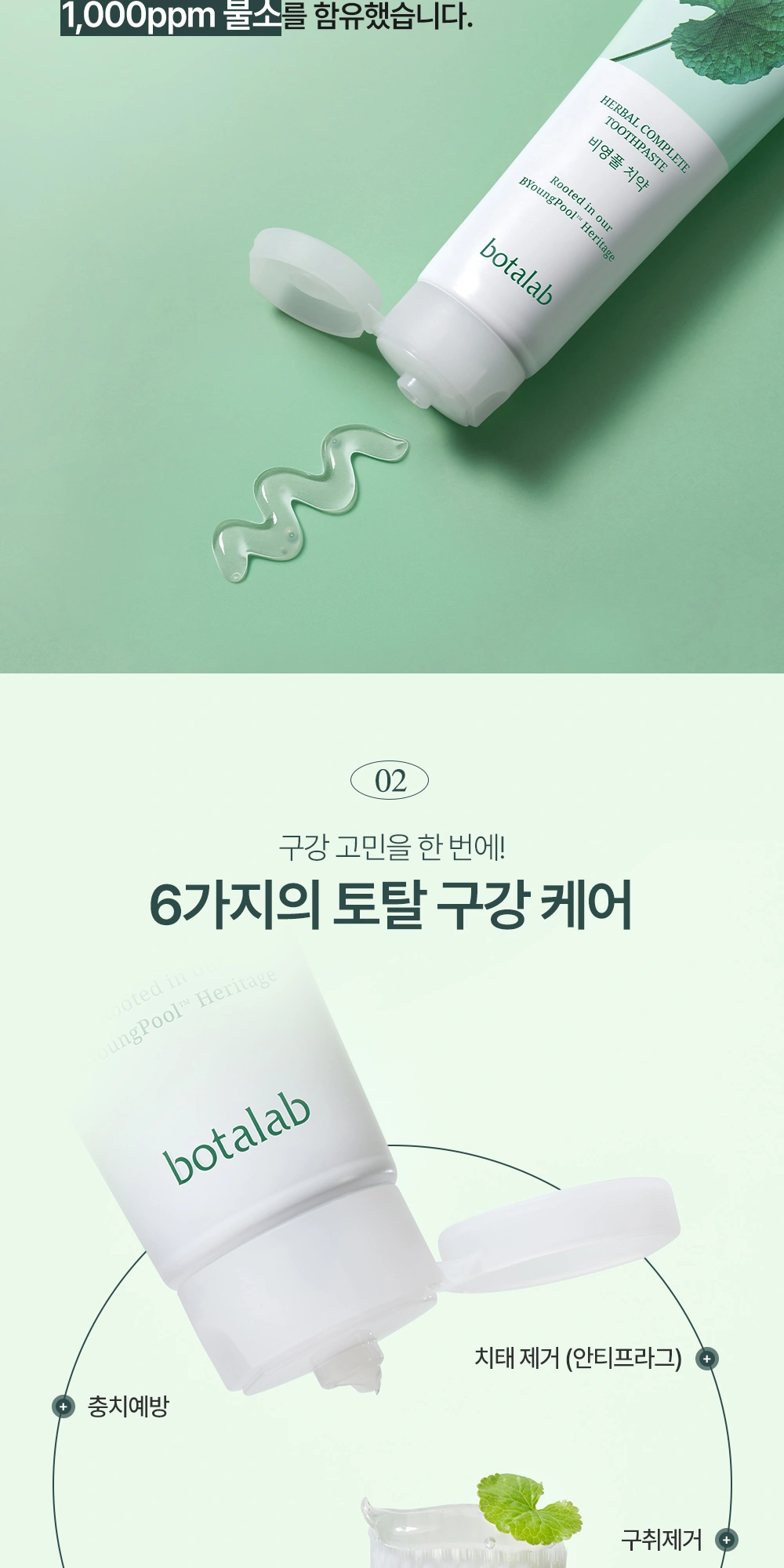 보타랩 비영풀 치약 상세 페이지 작업