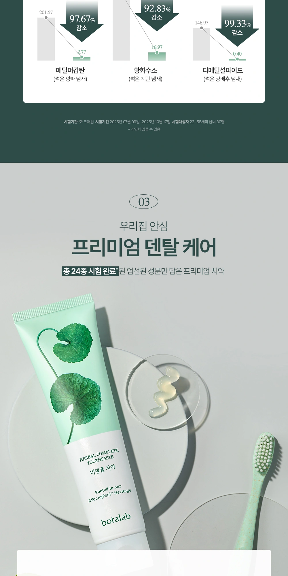 보타랩 비영풀 치약 상세 페이지 작업